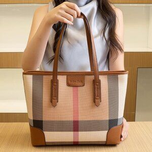 Cowhide Genuine Leather women's bags check large capacity tote bag